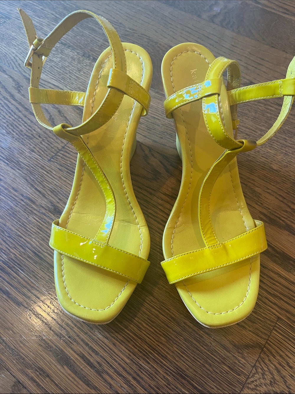 Kate Spade Y2K Yellow Patent Strappy Women's Sandals